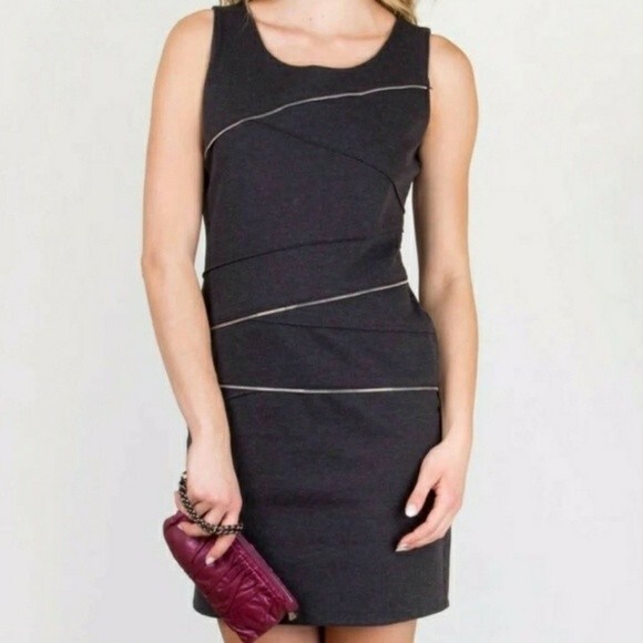 Michael Michael Kors Navy Blue Bodycon Dress Zip Detail Edgy Career NWT 14 - Picture 1 of 12